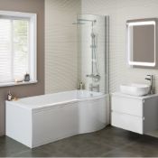 NEW (F127) 1700x800mm - P-Shaped Bath with Front Panel & Glass Screen. RRP £799.99.5mm of hig...