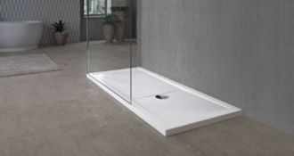 NEW (H60) 1700x700mm White Shower Tray. Low profile ultra slim design stone tray for pristine ...