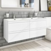 NEW (H28) 1200mm Terra White Gloss Vanity Unit. RRP £1,499. Comes complete with basin. It flo...