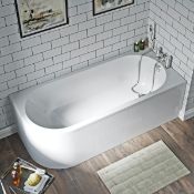 NEW (H32) 1700X695mm right handed J shaped single ended bath. RRP £410.00. Manufactured in th...