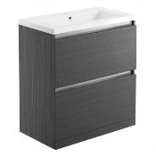 NEW (H110) 800mm Floor Standing 2-Drawer Vanity Unit with Basin 815mm Wide - Graphitewood. RRP ...