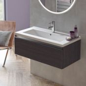 NEW (H108) 600mm Carino Graphitewood Wall Hung Vanity Unit. RRP £415.00. Comes complete with b...