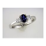 A Restored 3 stone Sapphire and Diamond Ring