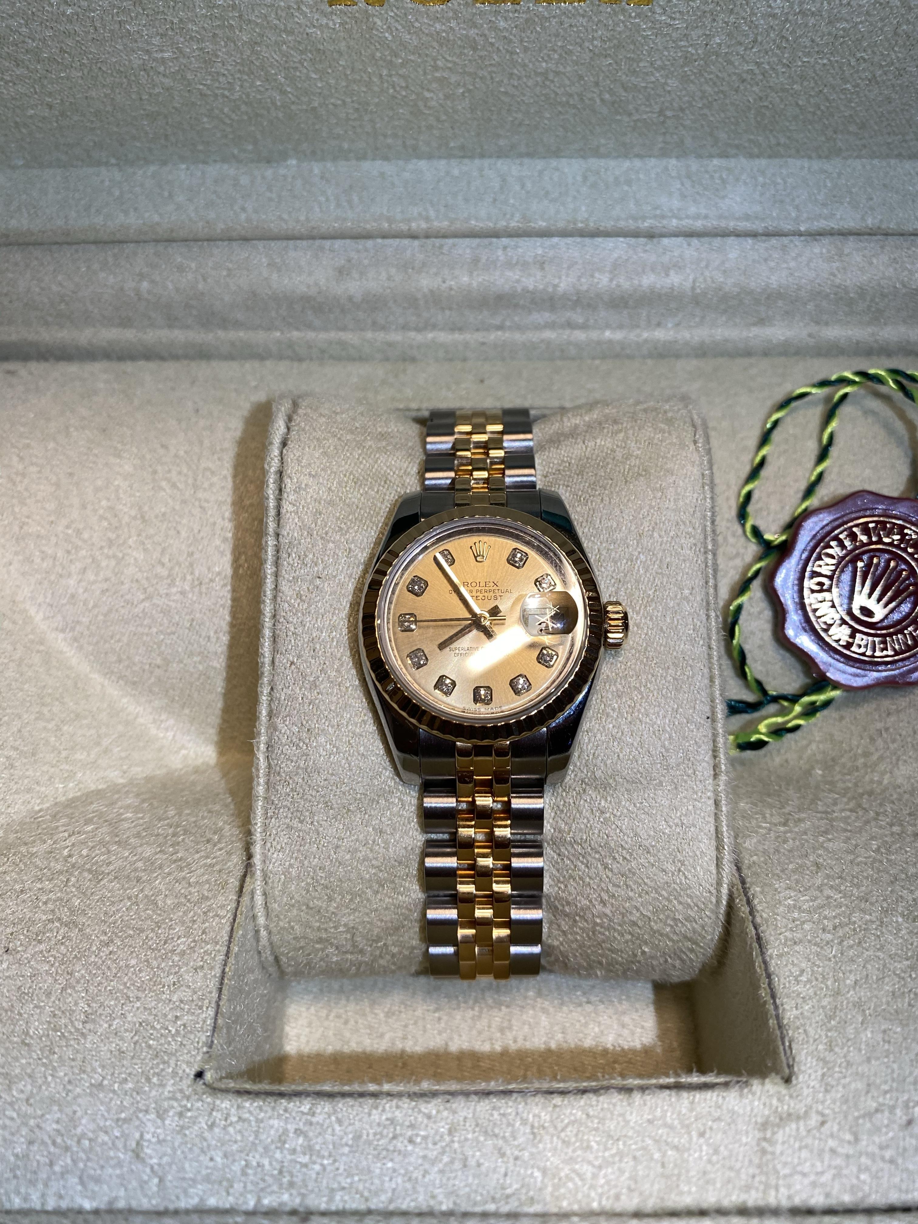 Ladies Rolex Datejust 179173 18k Gold & Stainless Steel *Factory Diamond Dial *Hardly Worn From New - Image 9 of 13