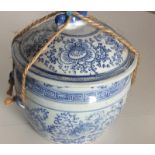 19Th Century Quig Chinese Rice Ginger Blue And White Porcelain Jar