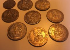 English Silver shillings eight 1896 to 1945