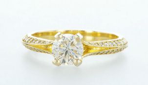 18 kt. Yellow gold - Ring - 1.22 ct Diamond - Diamonds