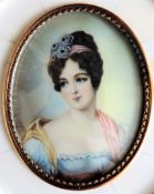 Antique Miniature Portrait Georgian Aristocratic Lady