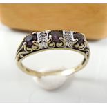 9k Yellow gold - Ring Amethyst and Diamond