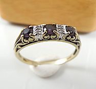 9k Yellow gold - Ring Amethyst and Diamond