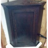 Antique small cottage Oak corner cabinet and shelf with lock and key 1880