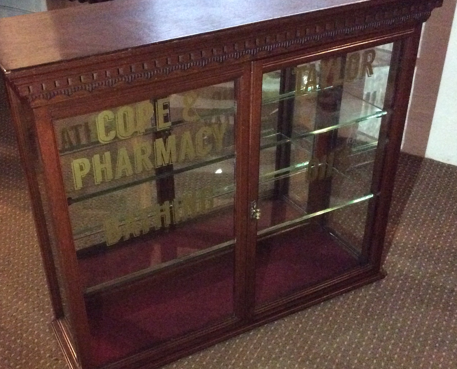Collectable Antique 1910 mahogany Pharmaceuticals shop cabinet Cole & Taylor
