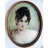 Antique Miniature Portrait Juliette De Camier French Socialite 1777-1849