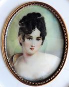 Antique Miniature Portrait Juliette De Camier French Socialite 1777-1849