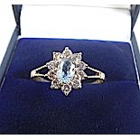 9K Yellow gold ring with Aquamarine