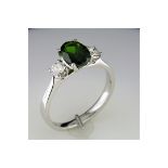 An Unused Oval Diopside With Diamonds