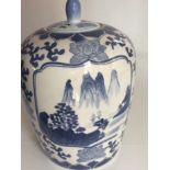 Rear Large Chinese Blue And White Jar And Cover 19Th Century