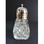 Antique Crystal and Silver Plate Sugar Shaker