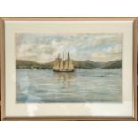 MICHAEL HEPBURN Fore and Aft Schooner, Signed Mixed Media