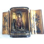 Genuine, Rare Antique Black Lacquer Chinese Traveling Shrine