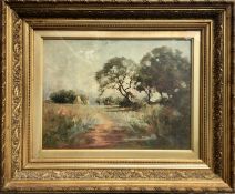 ROBERT RUSSELL MACNEE Harvest Scene. Signed, Oil on canvas