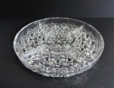 French Cut Glass Crystal 5 Section Hors D'oeuvres Dish