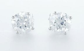 14 kt. White gold - Earrings - 2.00 ct Diamond - Diamonds