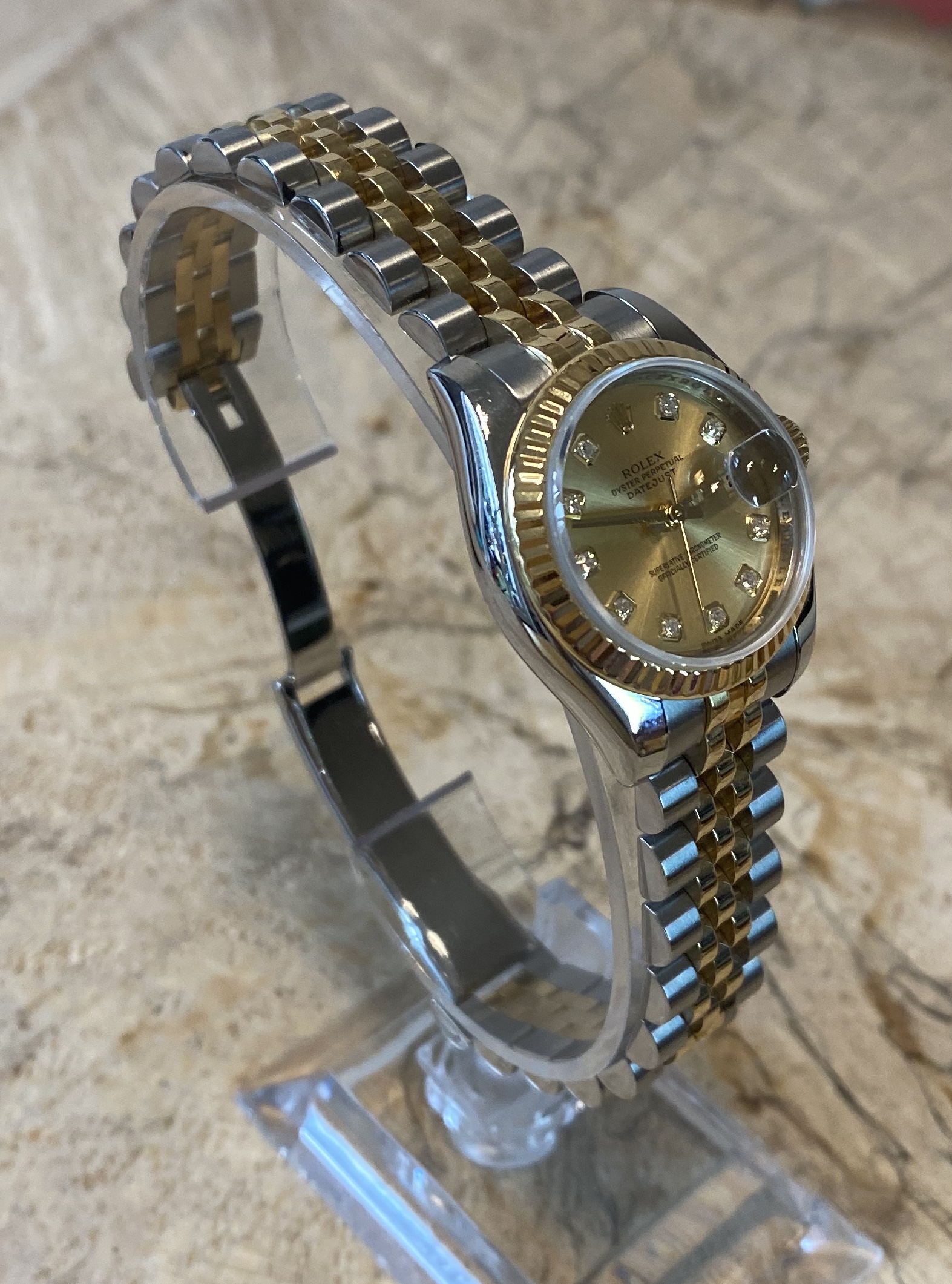 Ladies Rolex Datejust 179173 18k Gold & Stainless Steel *Factory Diamond Dial *Hardly Worn From New - Image 3 of 13