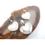 Mother of pearl heart shaped pendant and matching earrings