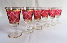Set 6 Antique Victorian Sherry Glasses