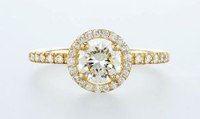 14 kt. Yellow gold - Ring - 1.07 ct Diamond - Diamonds