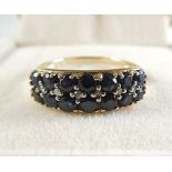 9 k gold ring Sapphires and Diamonds