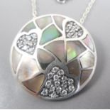 Mother of pearl silver pendant and silver chain