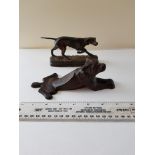 Bronze Pointer Dog and Dog Door Stop