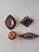 4 Vintage Brooches , including marcasite, micro mosaic