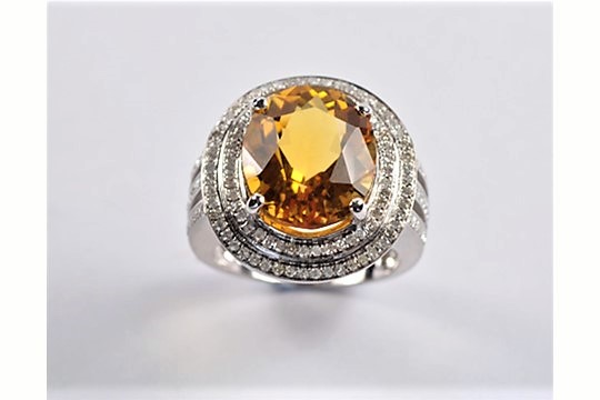 A Restored Citrine and Diamond Cocktail Ring