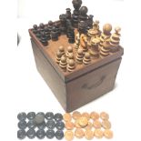 Antique 1855 Chinese chess and backgammon pieces. Within original box