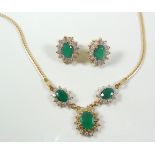 18 k gold necklace with Emerald and matching eairrings
