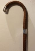 Antique walking stick London 1906 silver topped and collar highly decorative