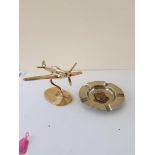 Brass Airplane and Brass Ash Tray