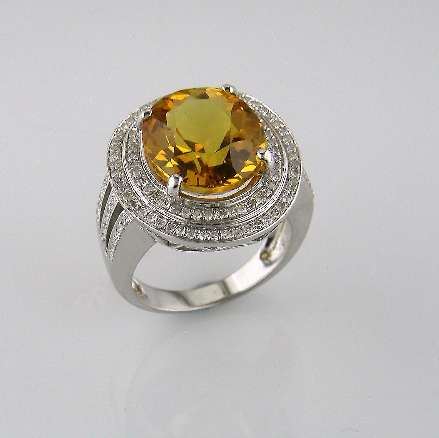 A Restored Citrine and Diamond Cocktail Ring - Image 2 of 2