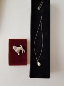 Silver Poodle and Silver Necklace