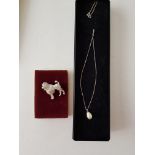 Silver Poodle and Silver Necklace