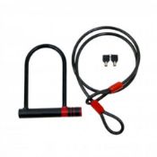 (KK101) Anti-Theft U D Shape Bike Bicycle Secure Lock with 4ft Cable The U-type bike lock is th...