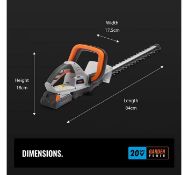 (VL17) 20V Max. Cordless Hedge Trimmer 51cm dual action precision blades for fast cutting a...