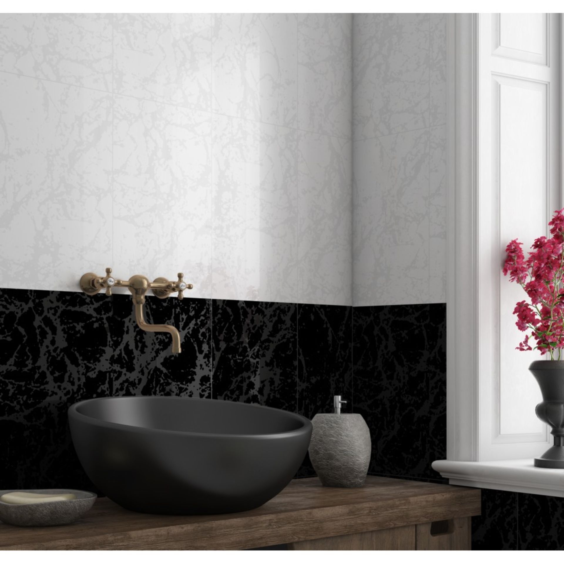 NEW 8.1 Square Meters of Ubeda Black Floor and Wall Tiles. 450x450mm per tile, 1.62m2 per pack....