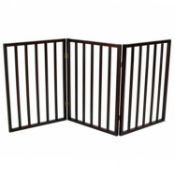 (Q54) Dog Safety Folding Wooden Pet Gate Portable Indoor Barrier 3 Hinged Sections - Panel D...