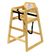 (Q82) Kids Wooden High Chair - Natural BS EN 14988:2017 Parts 1 & 2 Certified Made from FSC C...