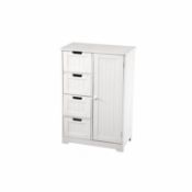 (Q111) White Hallway Bathroom Unit Cupboard Shelf Storage Free Standing with Drawers Dimension...