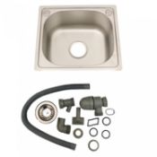 (QW11) Brushed Stainless Steel Top Mount Kitchen Bowl Sink w/ Plumbing Dimensions: 42 x 36 x 1...